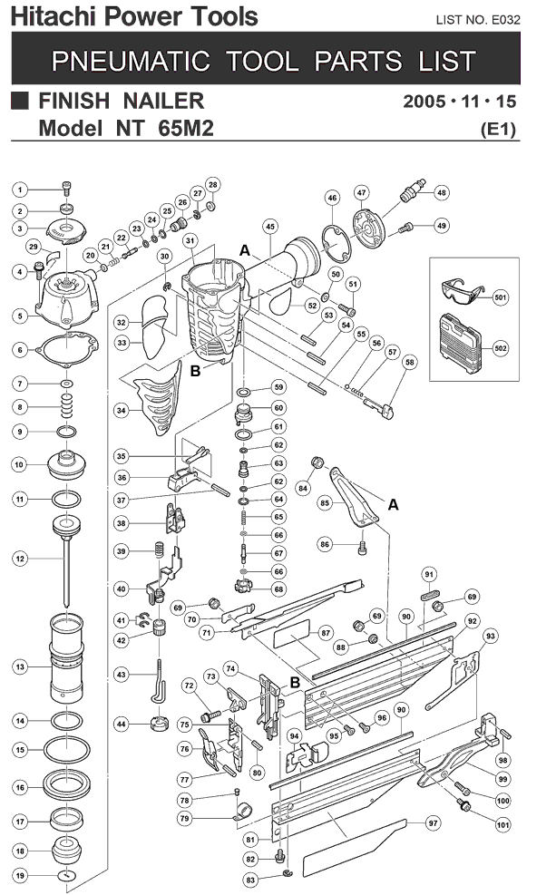 Hitachi NT65M2 Parts - Finish Nailer