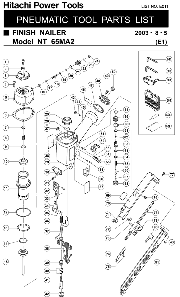 Hitachi NT65MA2 Parts - Finish Nailer