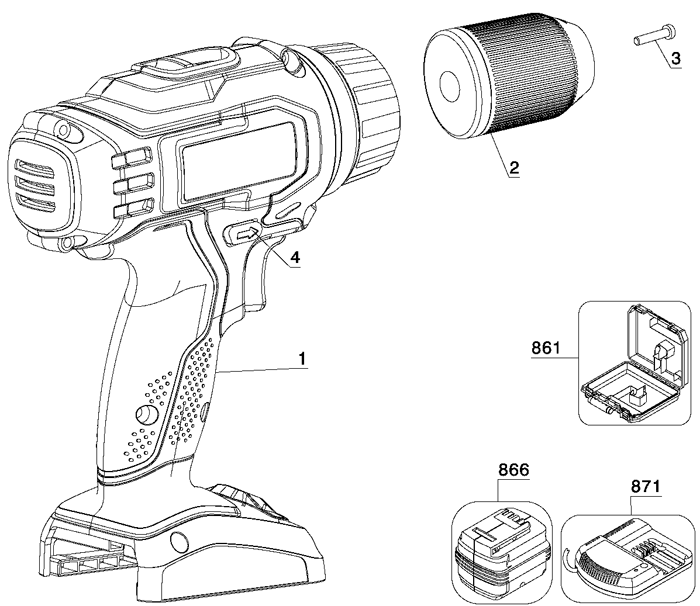 Porter Cable PC1800D 18V Cordless Drill/Driver Parts