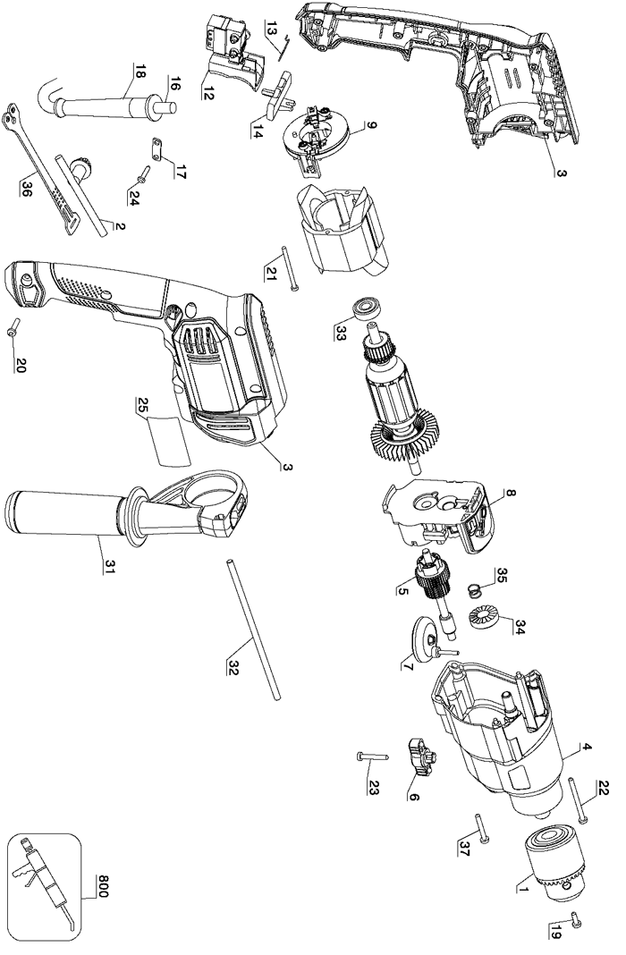 Porter Cable PC650HD 1/2 in. Hammer Drill Parts (Type 2)