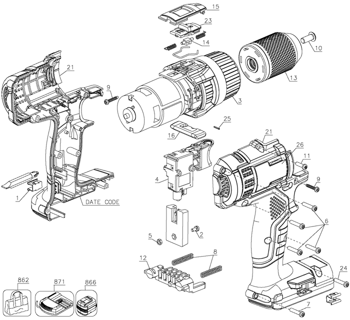 Porter Cable PCL180CDK 18V Drill/Driver Parts