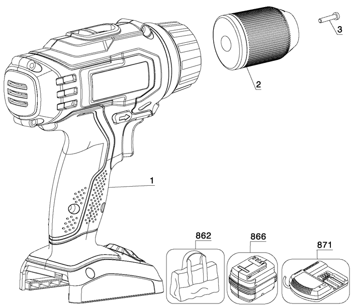 Porter Cable PCL180D 18V Cordless Drill Parts