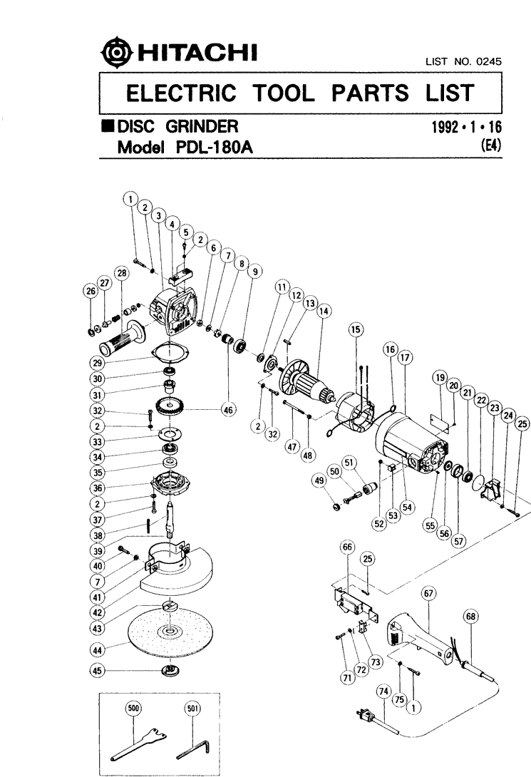 Hitachi PDL180A Parts - Grinder