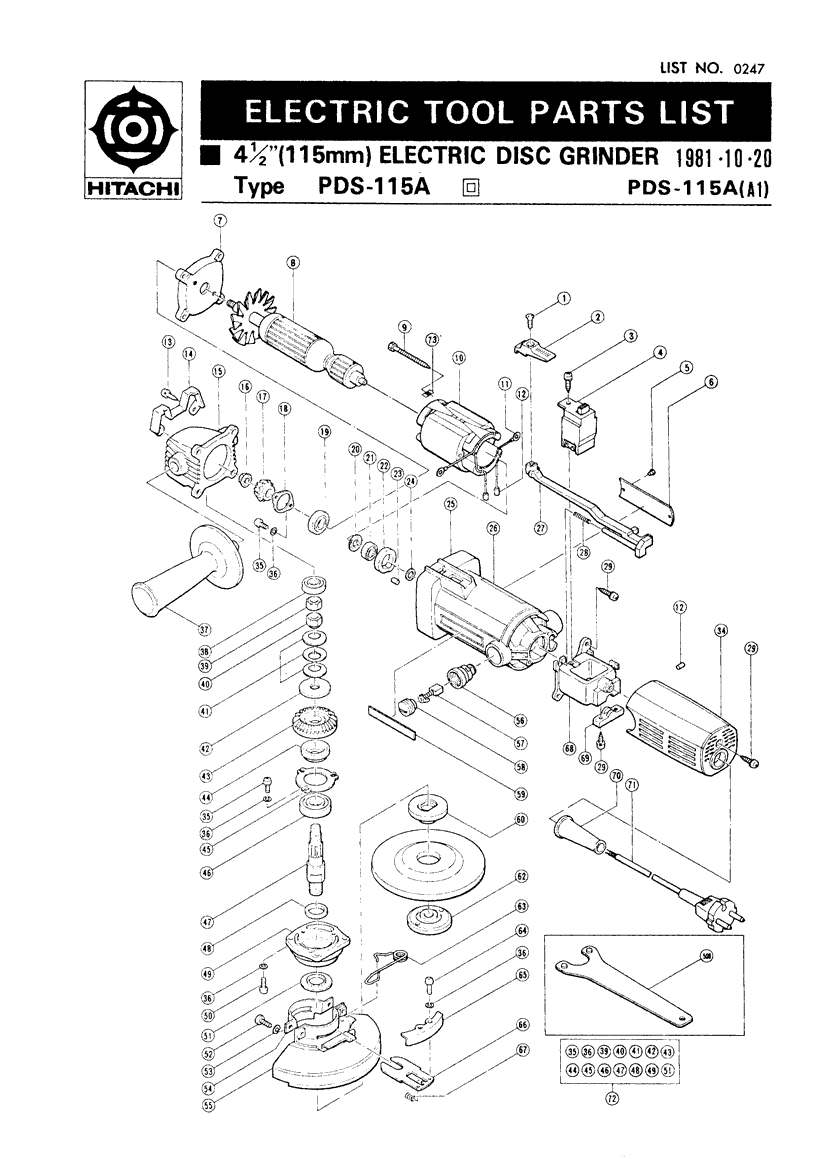 Hitachi PDS115A Parts - Grinder