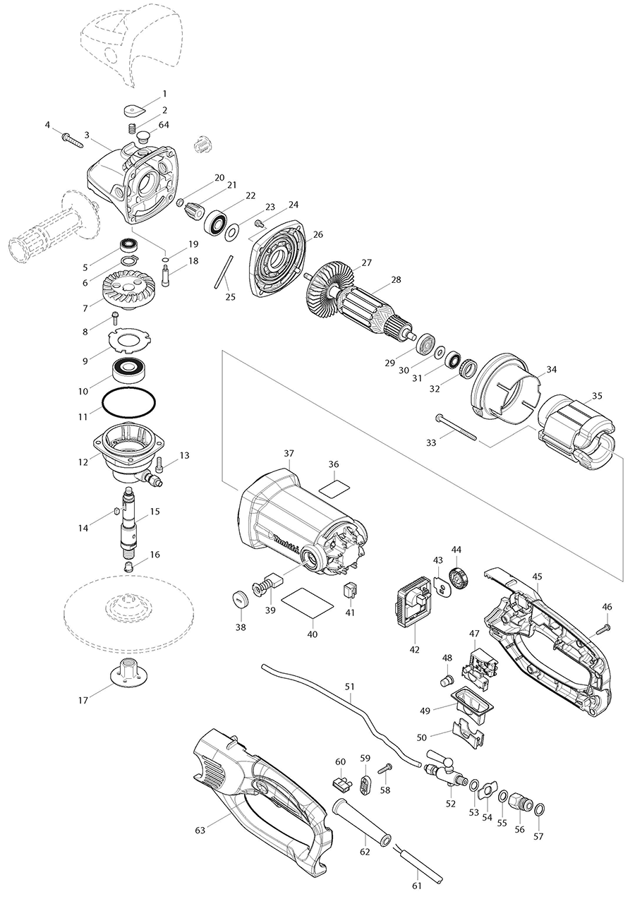 PK5011CX1 Makita Polisher and Sander Parts