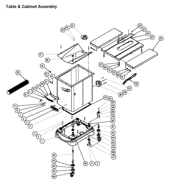 Powermatic PM2000 3PH Table Saw Parts with 50inch AccuFence and WorkBench (1792018K)