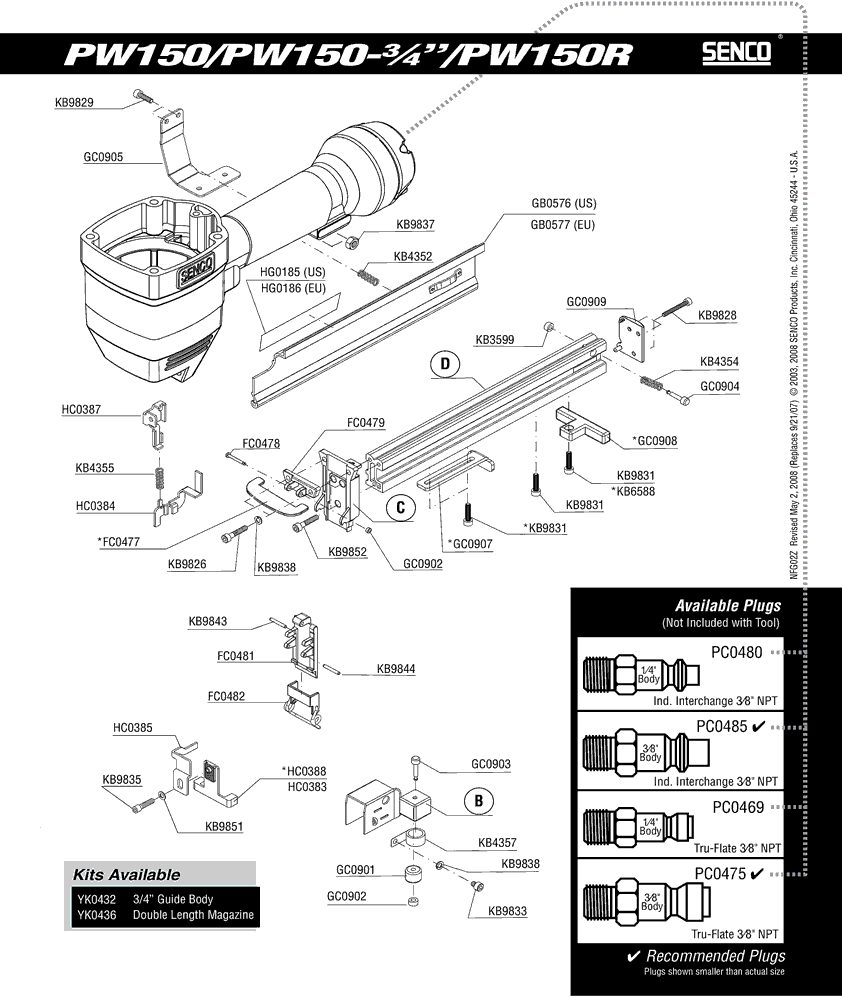 Senco PW150R Parts - Stapler