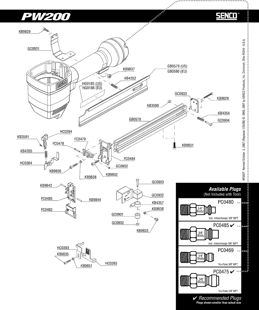 Senco PW200 Parts - Stapler