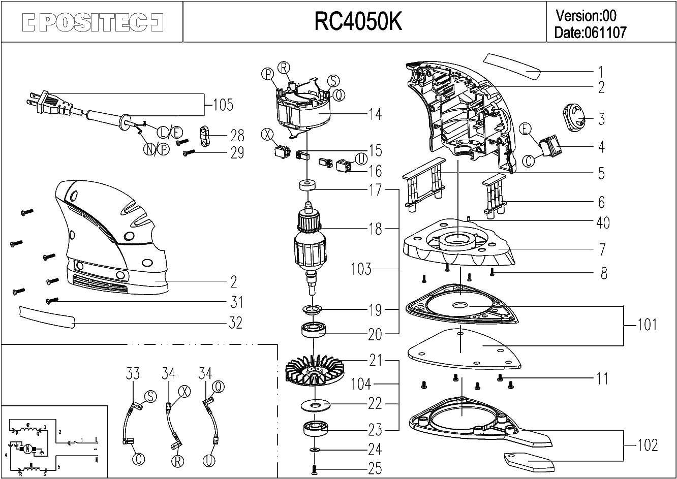 Rockwell RC4050K Parts - Sander