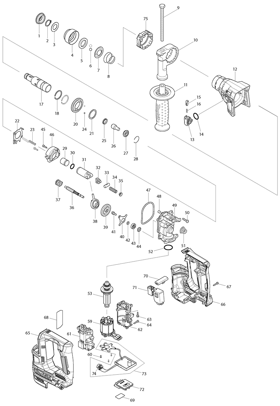 RH01Z Makita Rotary Hammer Parts