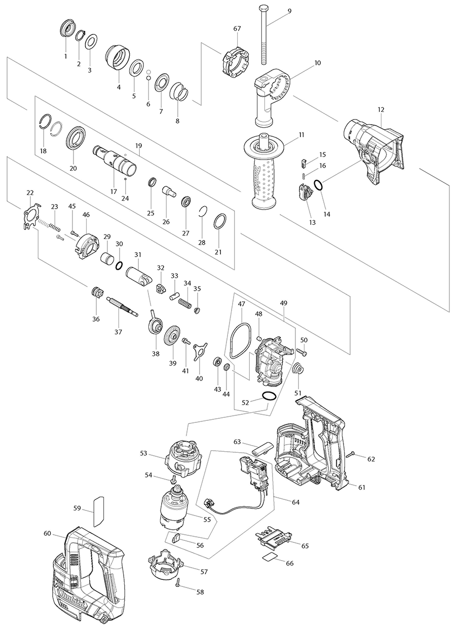 RH02Z Makita Rotary Hammer Parts