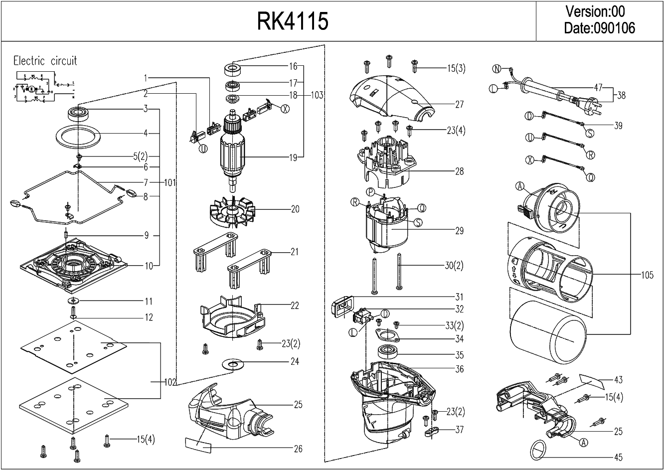 Rockwell RK4115 Parts - Sander