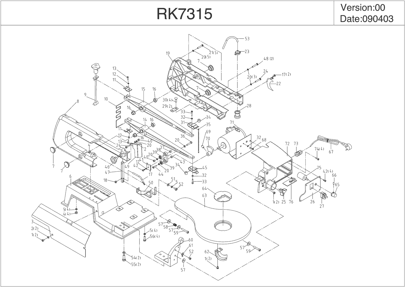 Rockwell RK7315 Parts - Saw