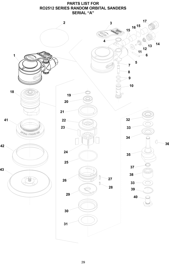 Sioux RO2512-60SNP Parts - Random Orbital Sander