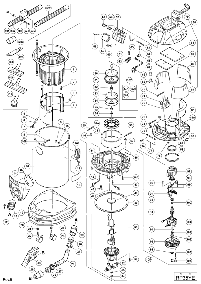 Hitachi RP35YE Parts - Dust Collector