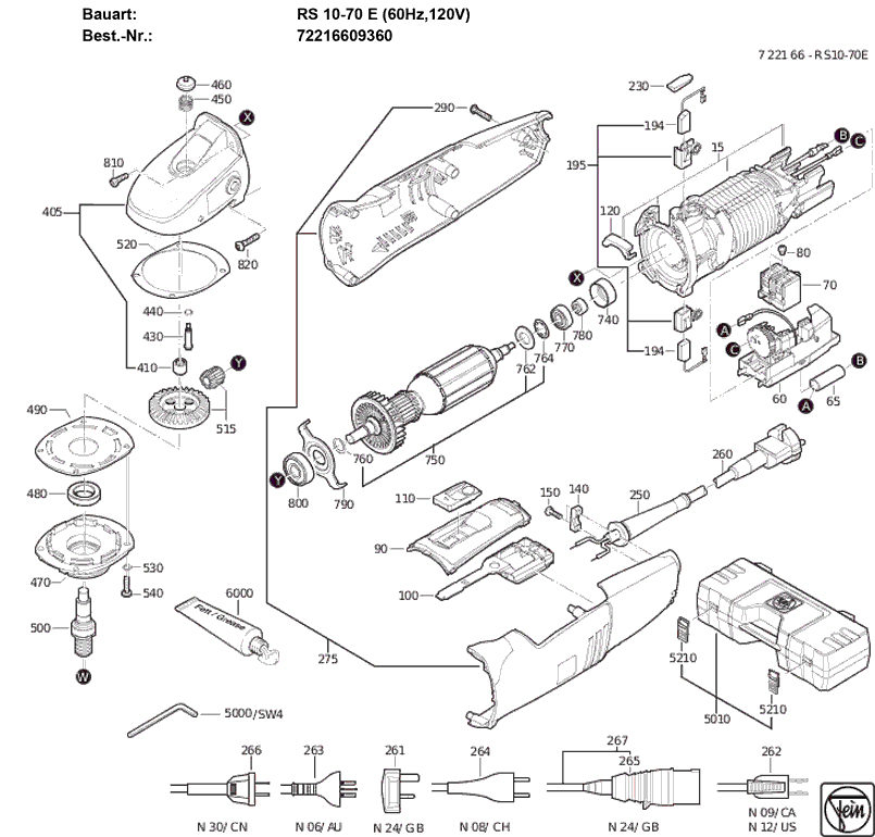 Fein RS10-70E 72216609360 Parts - Sander