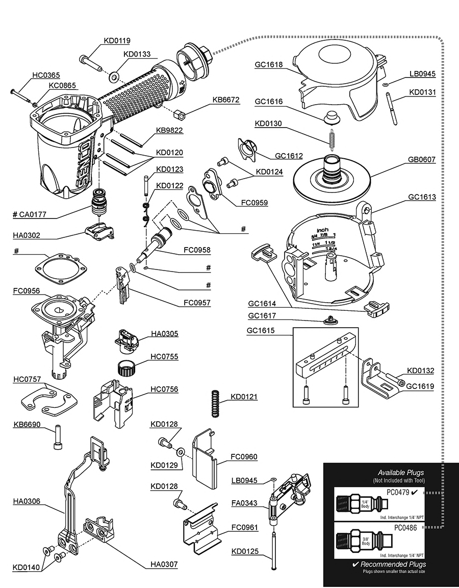 RoofPro445XP Nailer Parts - Senco