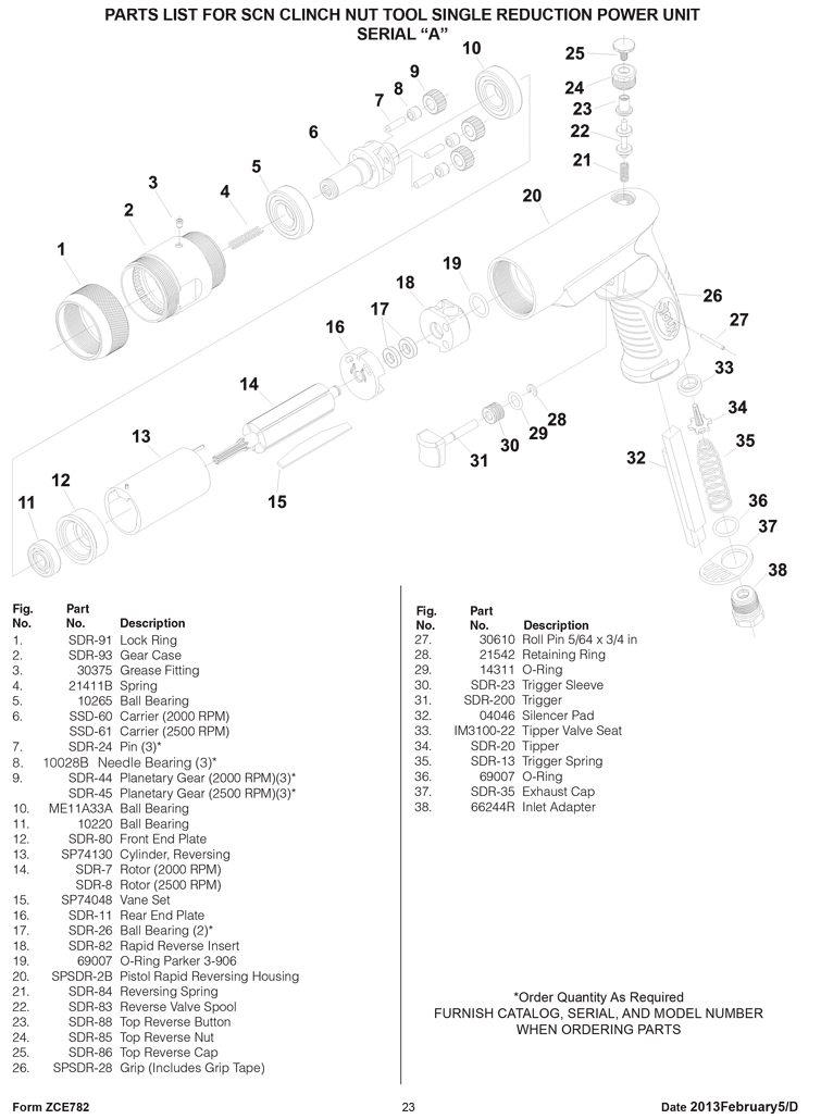 Sioux SCN12R Parts - Clinch Nut Tool