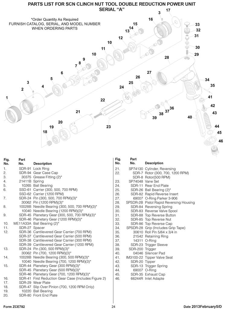 Sioux SCN12R Parts - Clinch Nut Tool