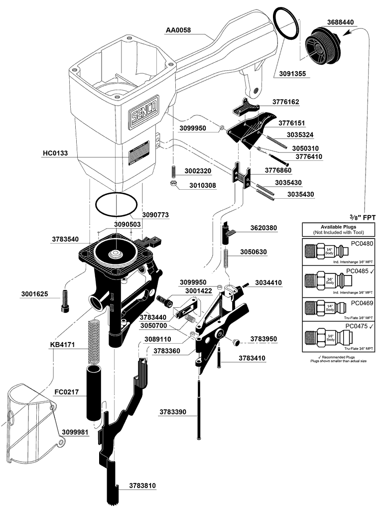 Senco SCN300 Parts - Nailer