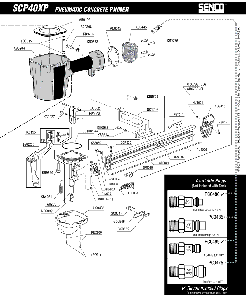 Senco SCP40XP Parts - Nailer