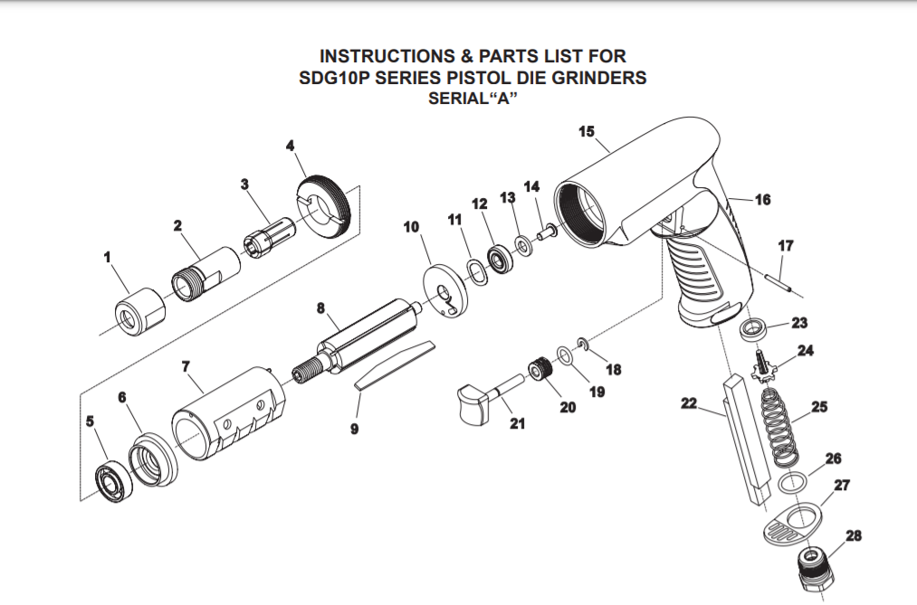 Sioux SDG10P18 Parts - Pistol Grip Sanders