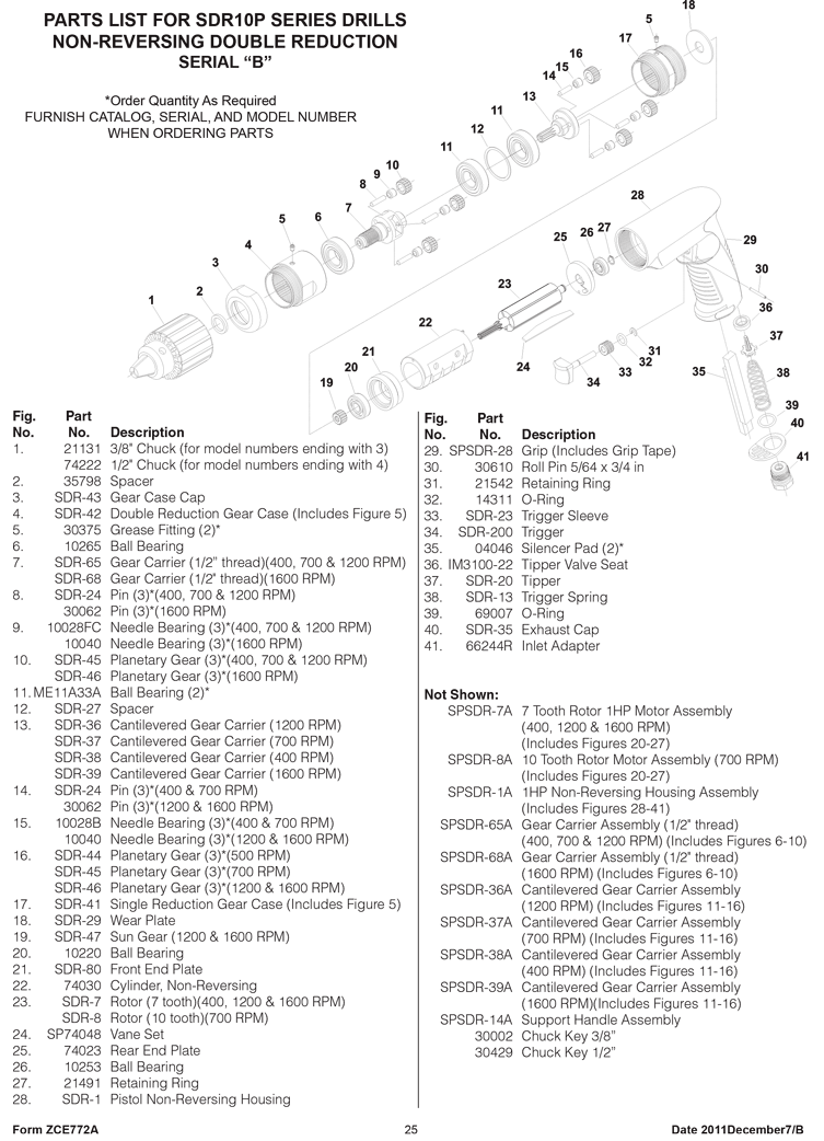 Sioux SDR10P12N3 Parts - Pistol Grip Drill