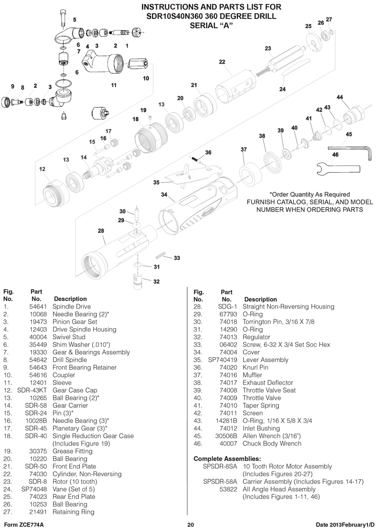 Sioux SDR10S12N3 Parts - Straight Drill