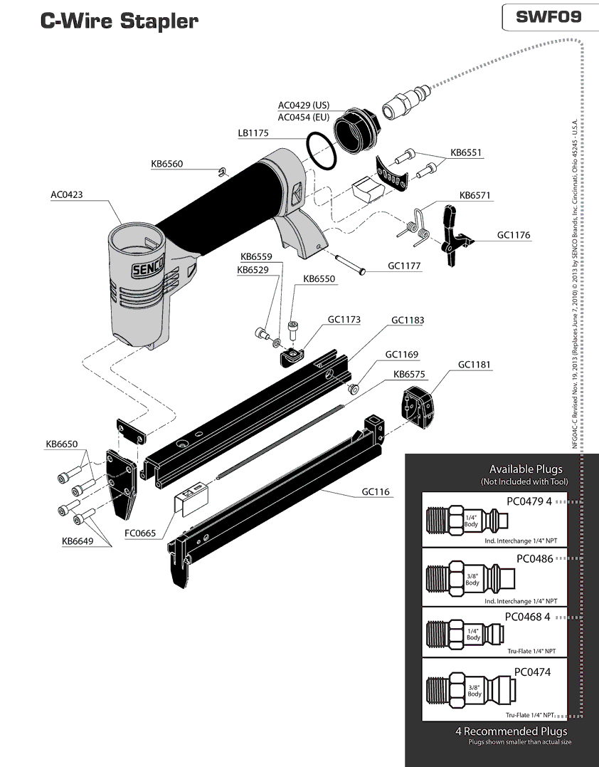 Senco SFW09 Parts - Stapler