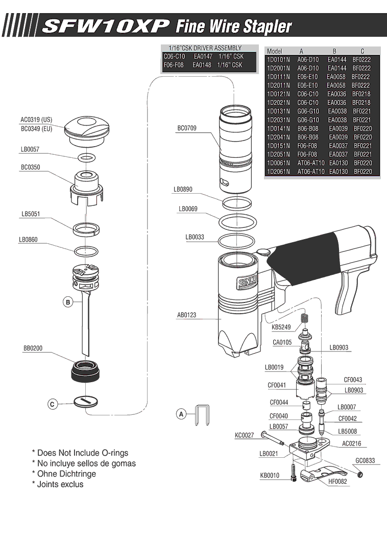 Senco SFW10XP Parts - Stapler