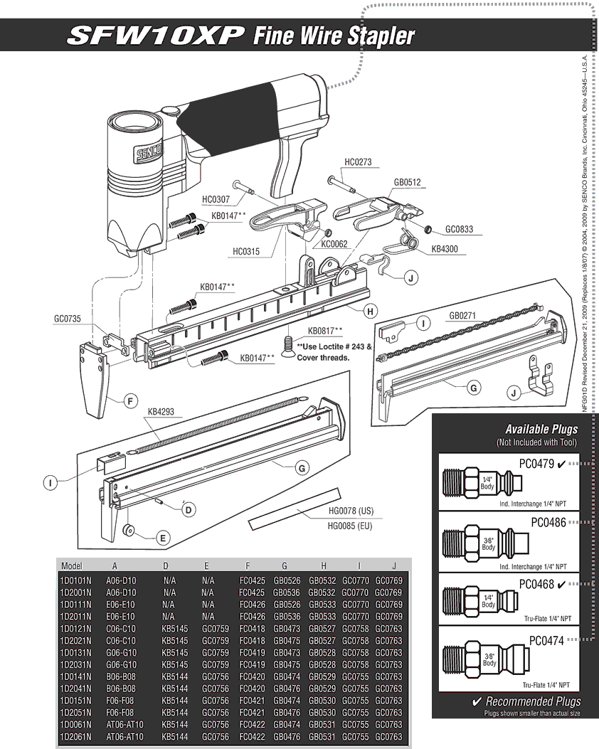 Senco SFW10XP Parts - Stapler