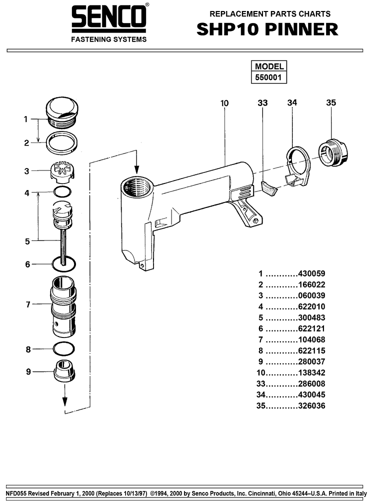 Senco SHP10 Parts - Nailer