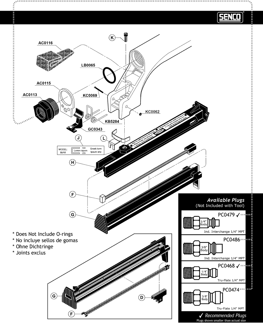 Senco SJ10 Parts - Stapler