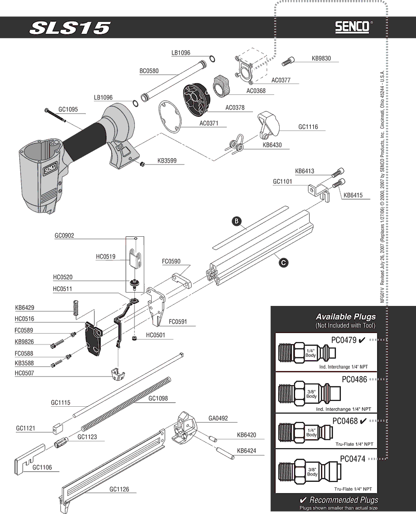 Senco SLS15 Parts - Stapler