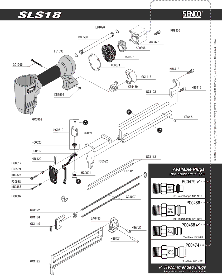 Senco SLS18 Parts - Stapler