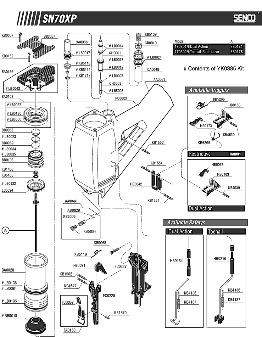 Senco SN70XP Parts - Nailer