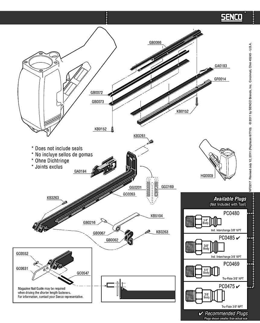 Senco SN70XP Parts - Nailer