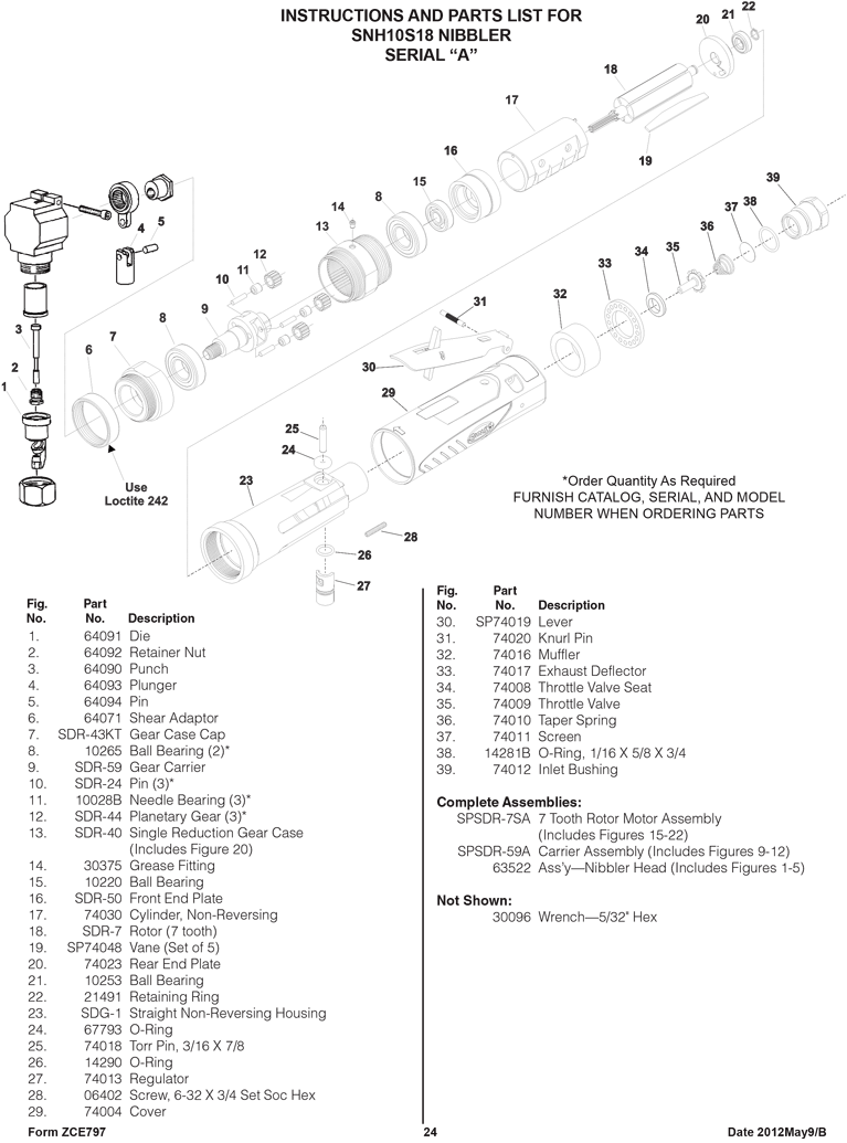 Sioux SNH10S18 Parts - Nibbler