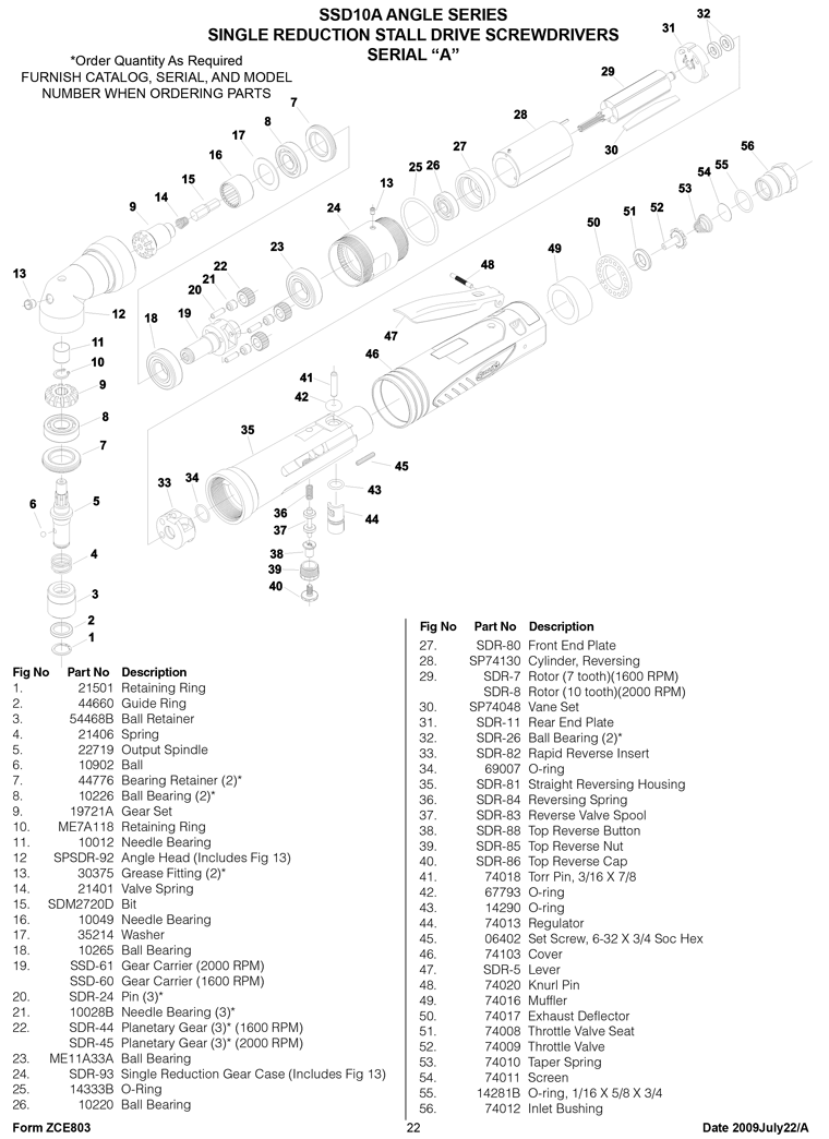 Sioux SNR10A6S Parts - Nutrunner