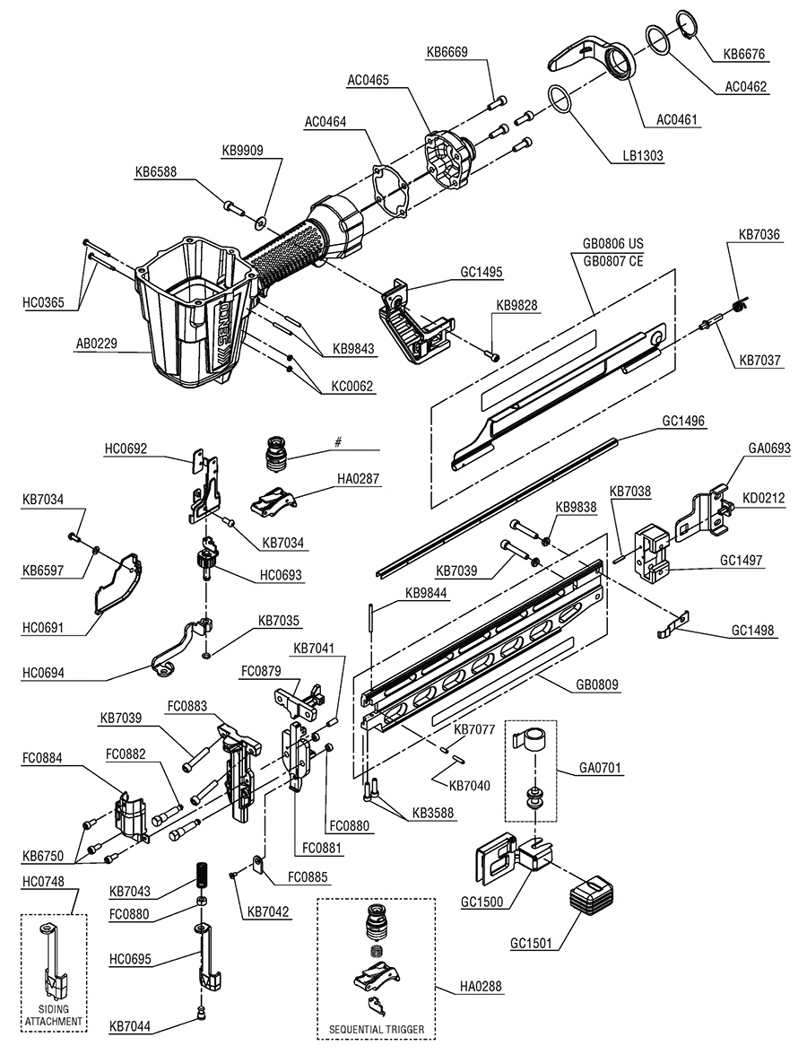 SNS200XP-BST Stapler Parts - Senco