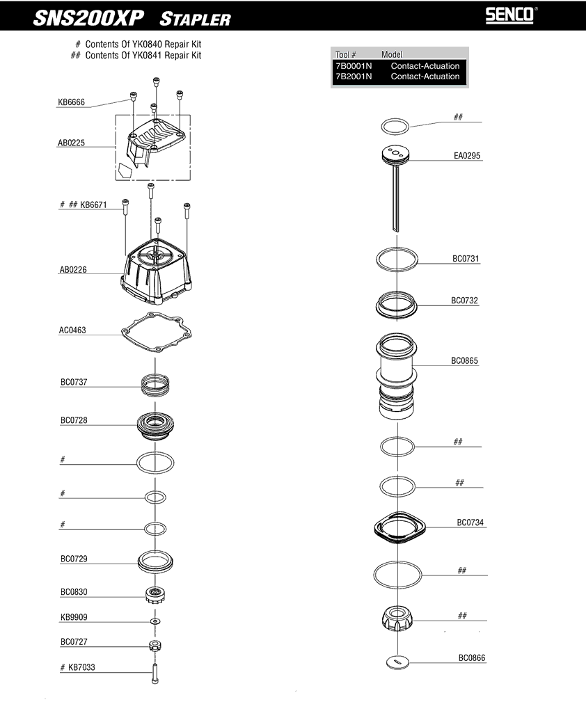 Senco SNS200XP Parts - Stapler