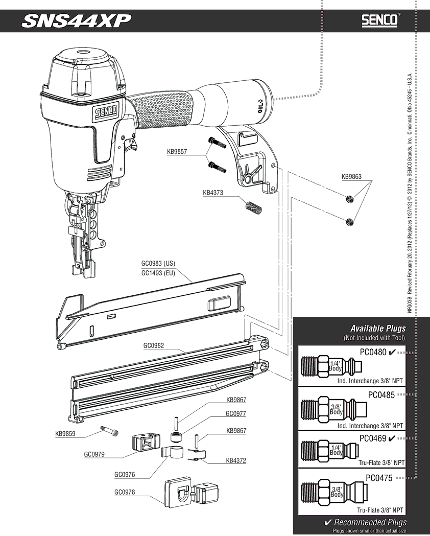 Senco SNS44XP Parts - Stapler