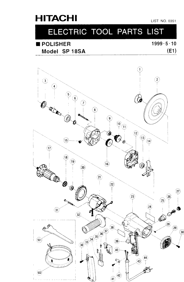 Hitachi SP18SA Parts - Polisher