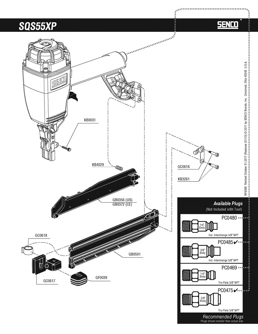 SQS55XP Stapler Parts - Senco