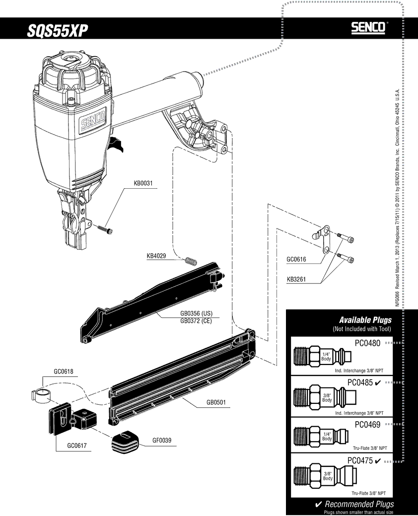 Senco SQS55XP Parts - Stapler