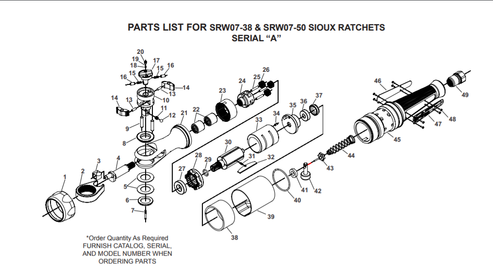 Sioux SRW03S-38 Parts - Ratchet Wrenches