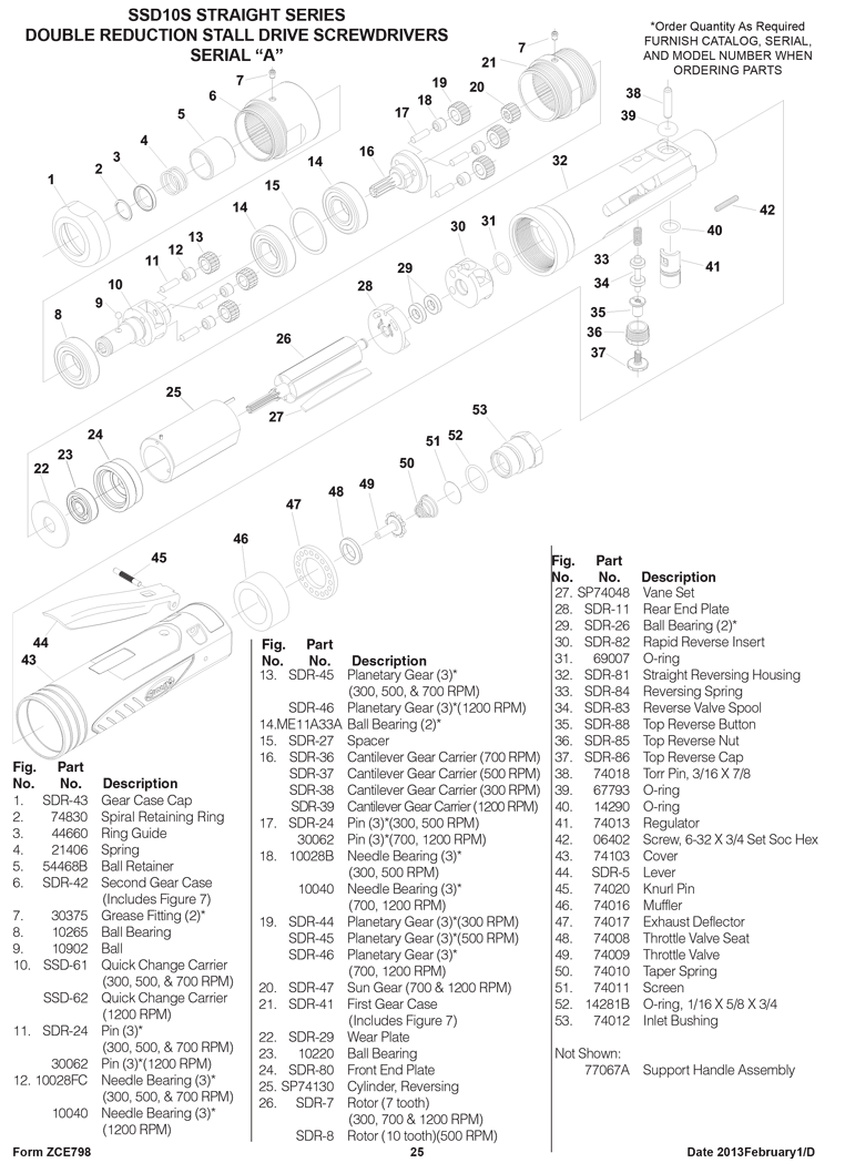 Sioux SSD10S5S Parts - Stall Inline Screwdriver