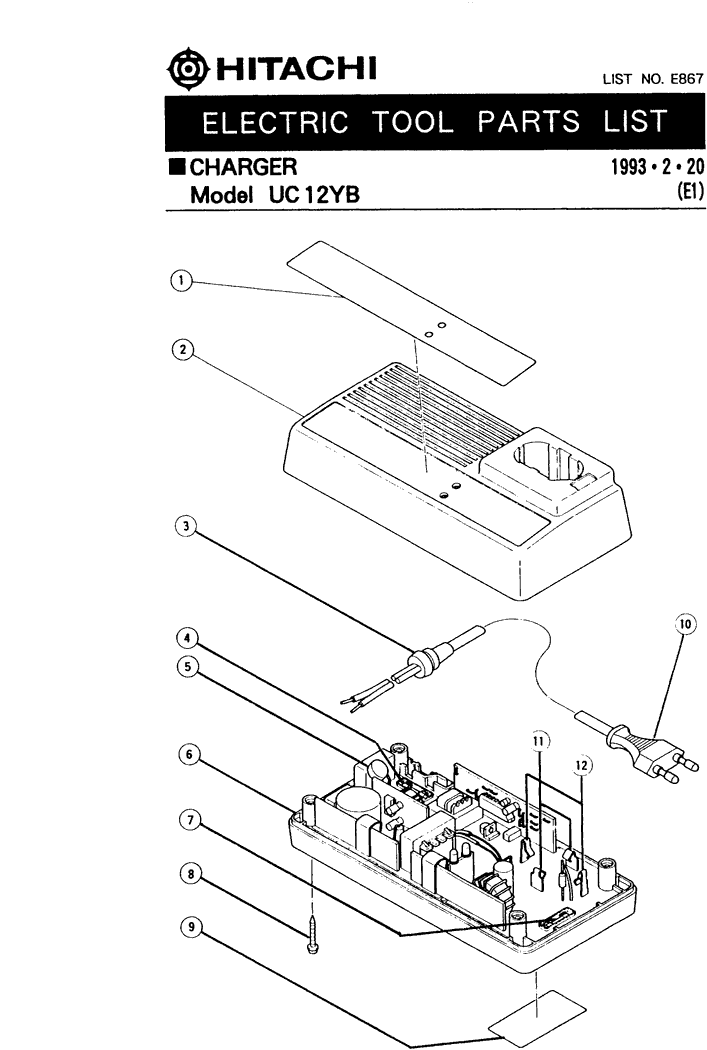 Hitachi UC12YB Parts - Charger