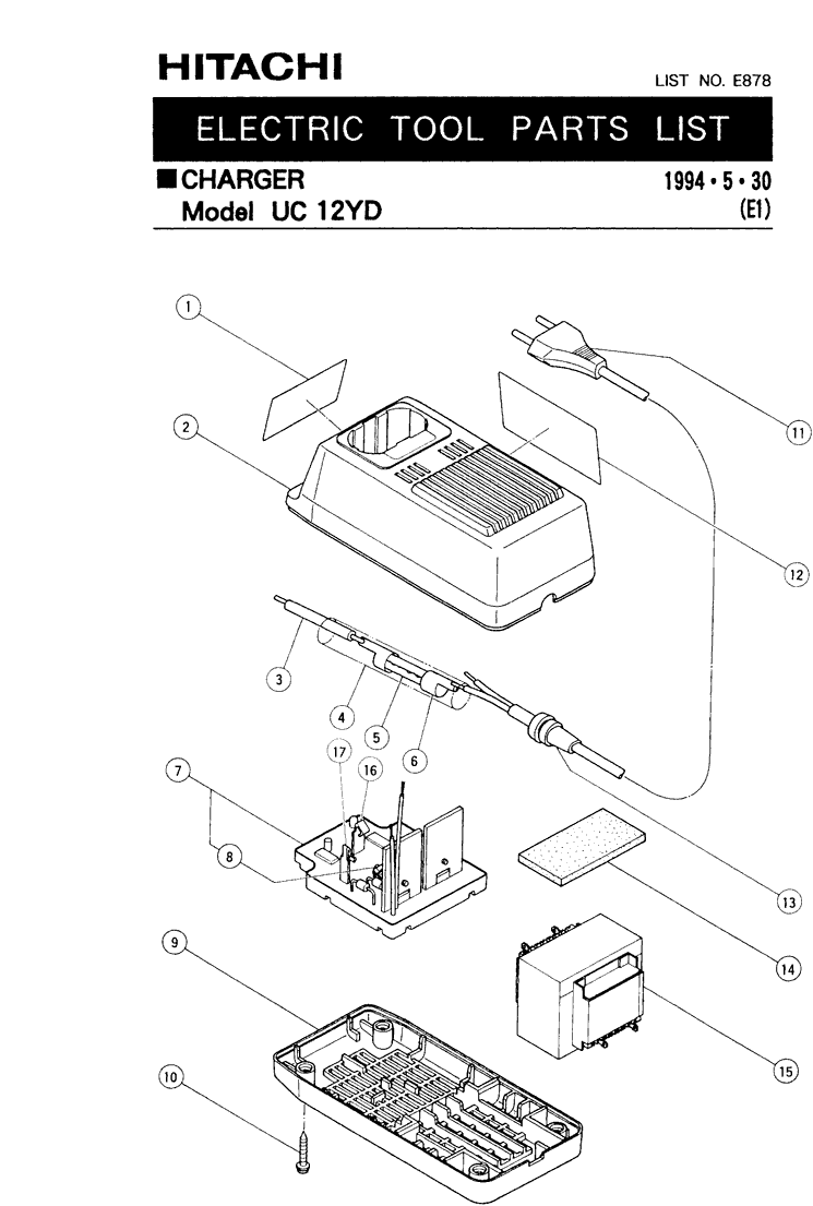 Hitachi UC12YD Parts - Charger