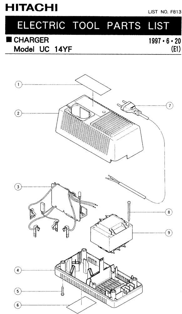 Hitachi UC14YF Parts - Charger